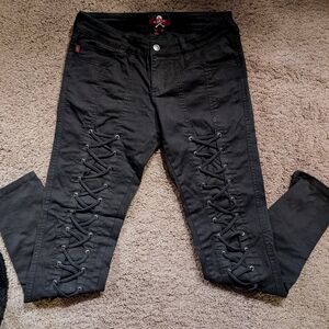 Black Lace-Up Pants